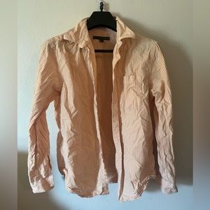 Men’s Orange Stripe Button Down Collared Shirt Medium Old Navy